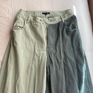 2 shades of green jeans